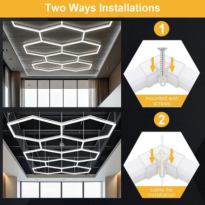 Hexagon LED Garage Ceiling Light – Bright Workshop Lighting