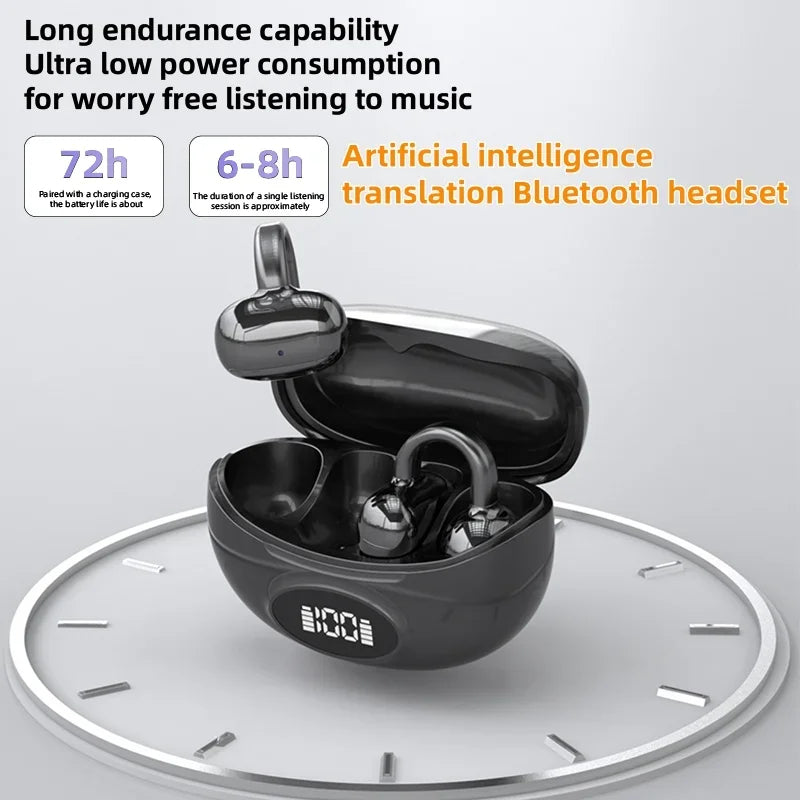 W19 Clip-On Wireless Earbuds, Secure Fit With Translation Support