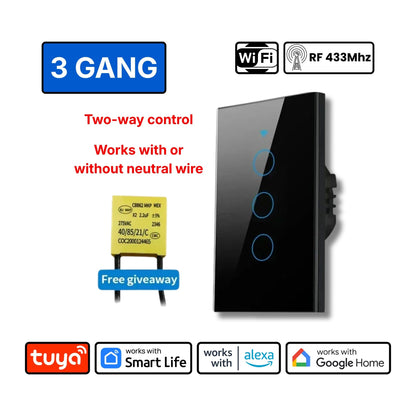 Smart Light Switch (1/2/3/4 Gang) – Control Lights Anytime, Anywhere