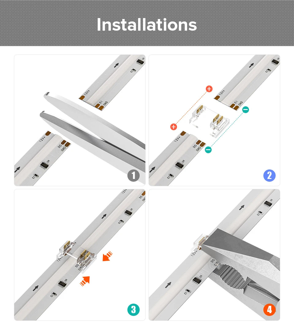 FCOB Solderless Connectors - Cut, Extend & Turn Corners