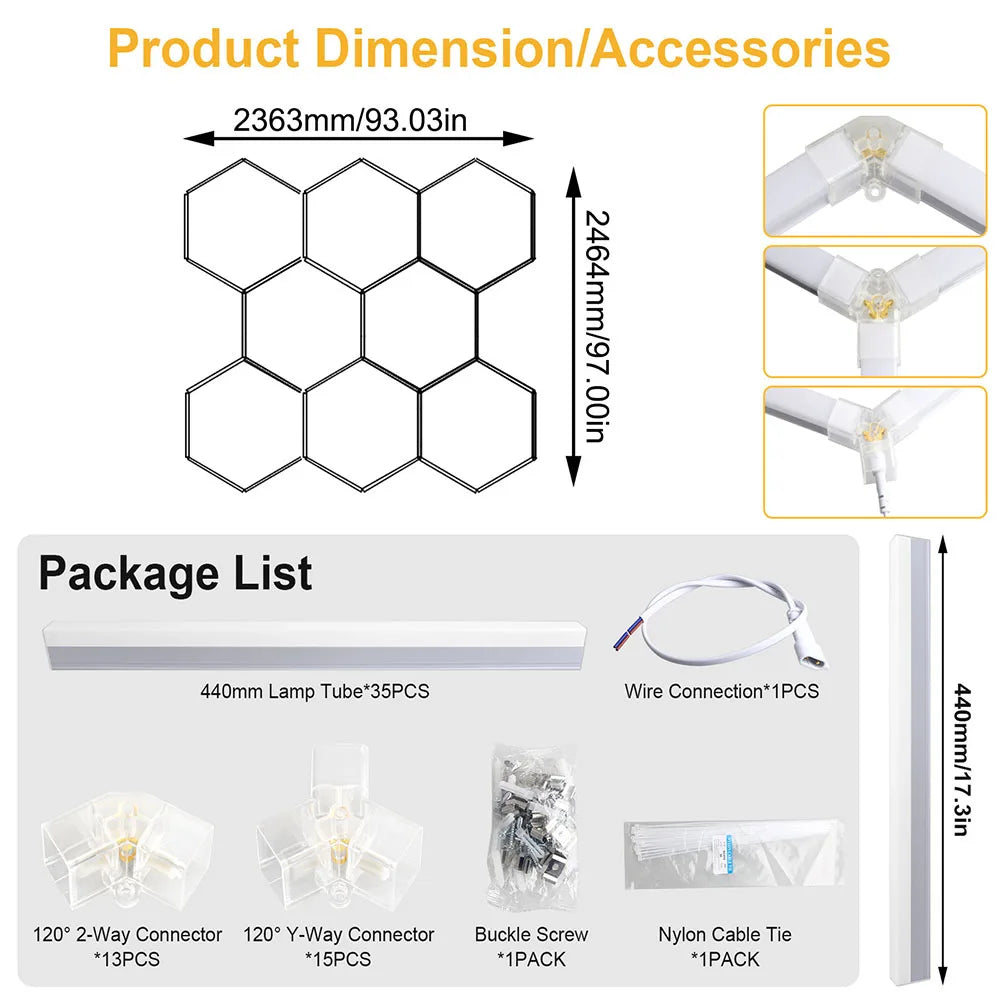 Hexagon LED Garage Ceiling Light – Bright Workshop Lighting