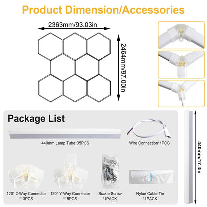 Hexagon LED Garage Ceiling Light – Bright Workshop Lighting