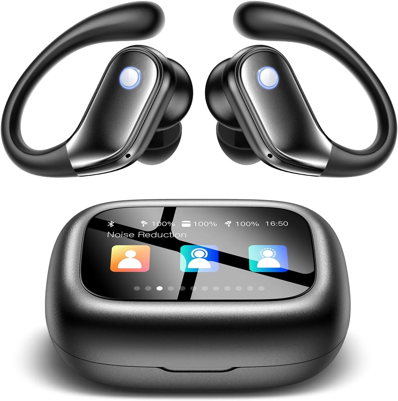 TP01 Wireless Sports Earbuds, 40H Playtime, ANC/ENC Noise Cancelling, IPX6 Waterproof, Touchscreen Case – Perfect for Running, Cycling & Gym