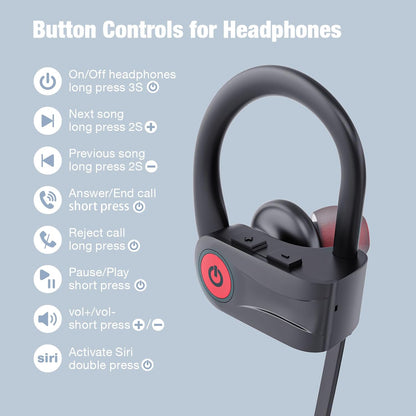 U18 Wireless Sports Earbuds – 16H Playtime, Deep Bass, IPX7 Waterproof, Secure Fit for Running & Outdoor Use