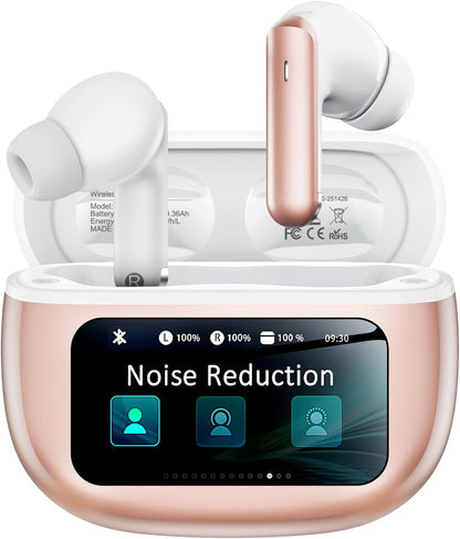 T27 True Wireless Stereo Earbuds, 40H Playtime, ANC Noise Cancelling, IPX7 Waterproof, Smart Touchscreen Case – Perfect for Gym, Work & Daily Commute