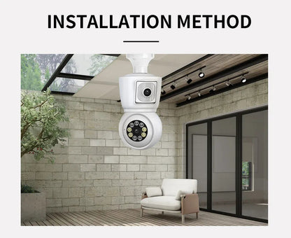 8MP E27 Bulb Security Camera – Dual Lens, Auto Tracking & Color Night Vision