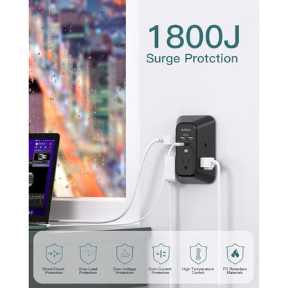 9-in-1 Surge Protector Outlet Extender, Power More Devices Safely (Non Smart)