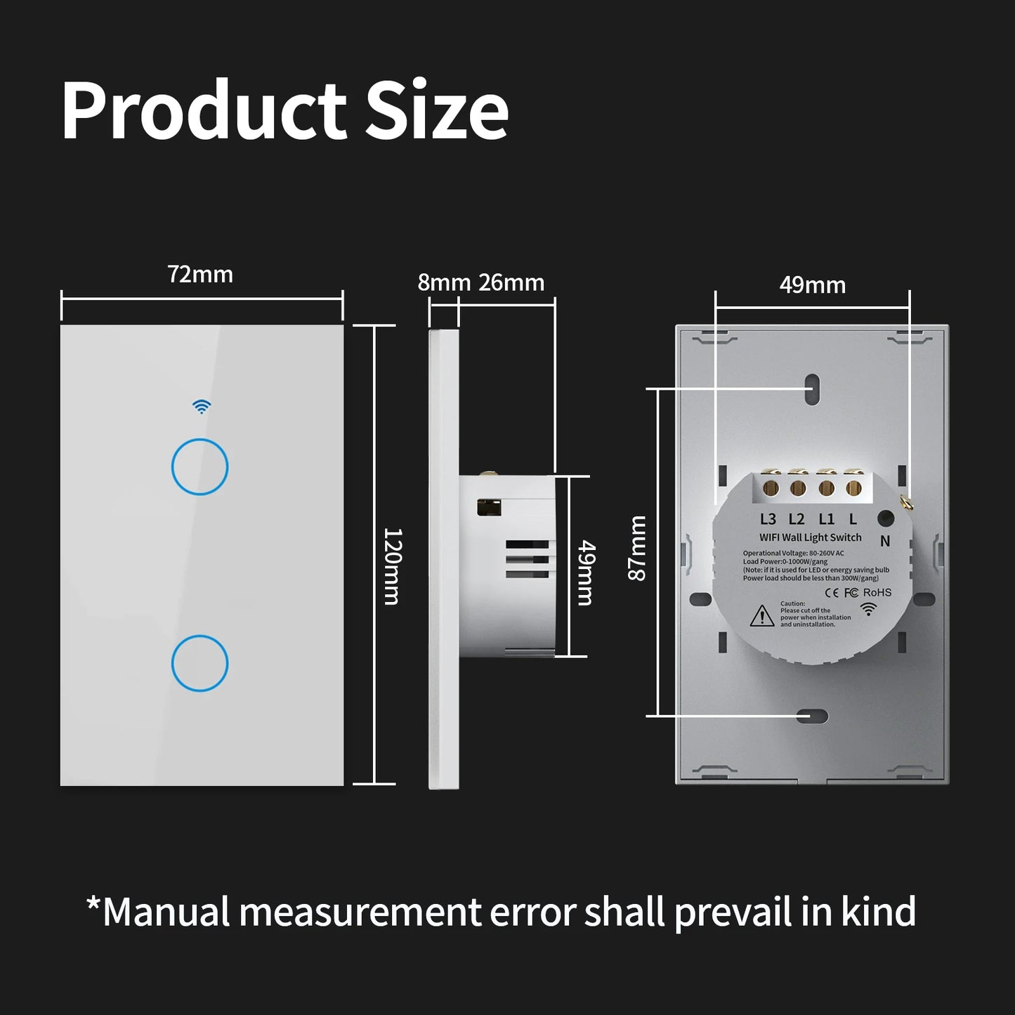 Smart Light Switch (1/2/3/4 Gang) – Control Lights Anytime, Anywhere