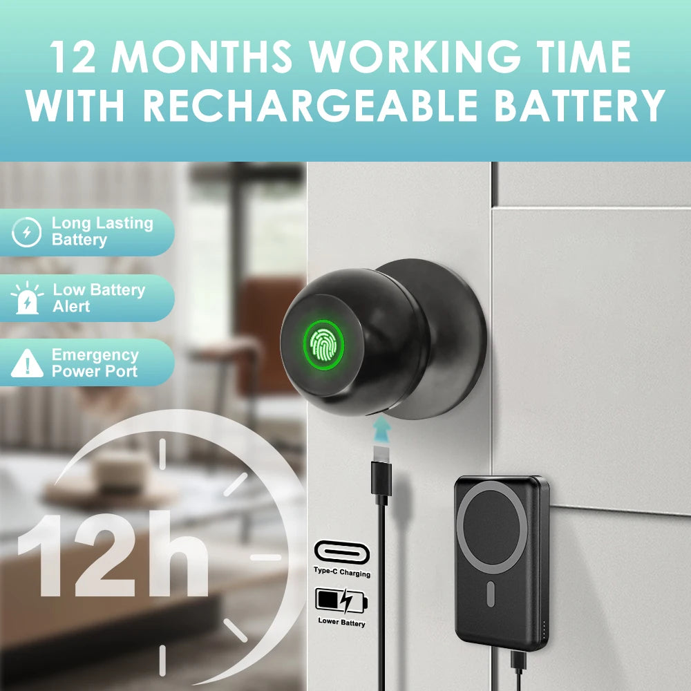 Smart Fingerprint Door Knob - Unlock Without Your Keys