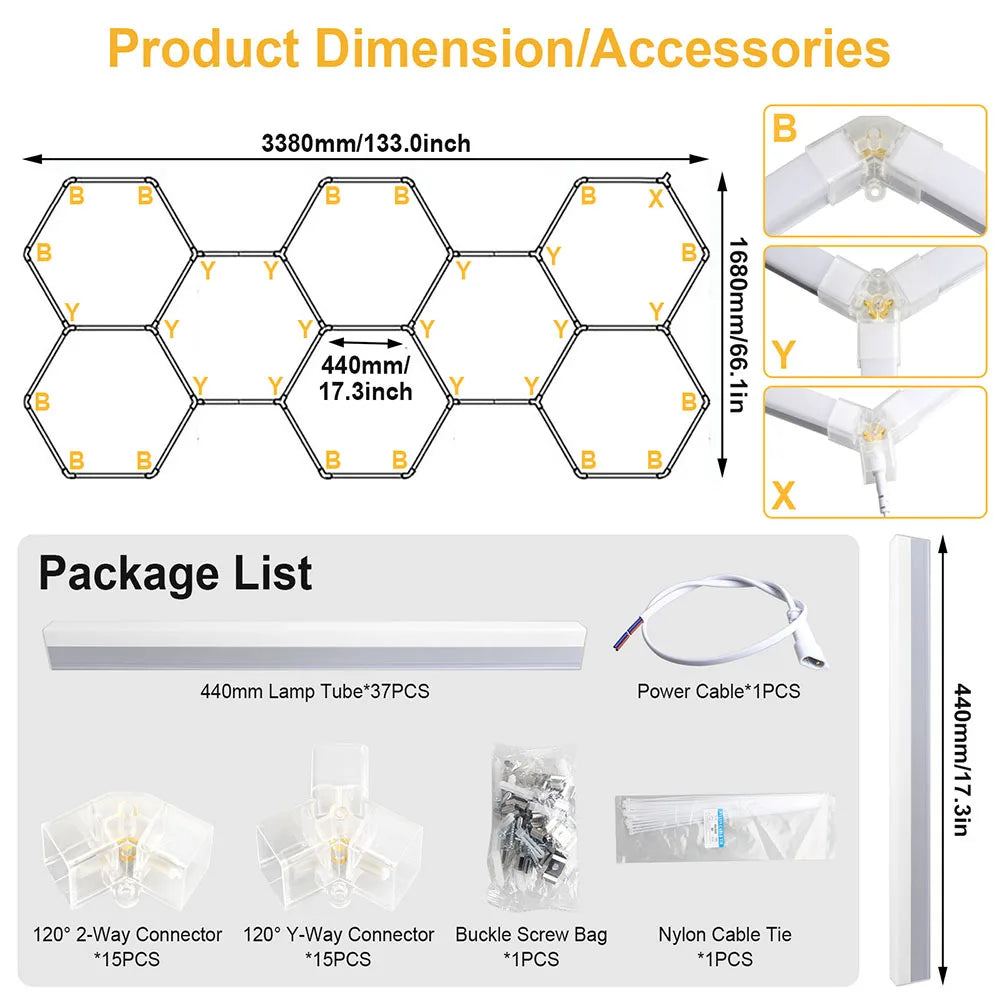 Hexagon LED Garage Ceiling Light – Bright Workshop Lighting