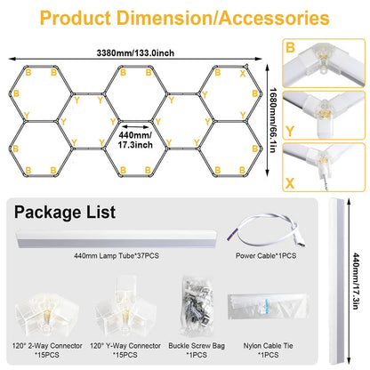 Hexagon LED Garage Ceiling Light – Bright Workshop Lighting