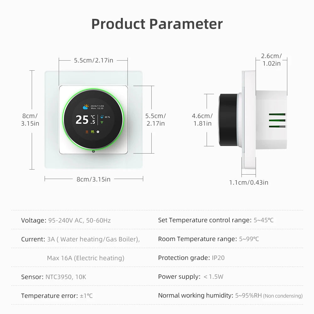AVATTO Wi-Fi Smart Knob Thermostat – Precise Temperature Control for Water Heating
