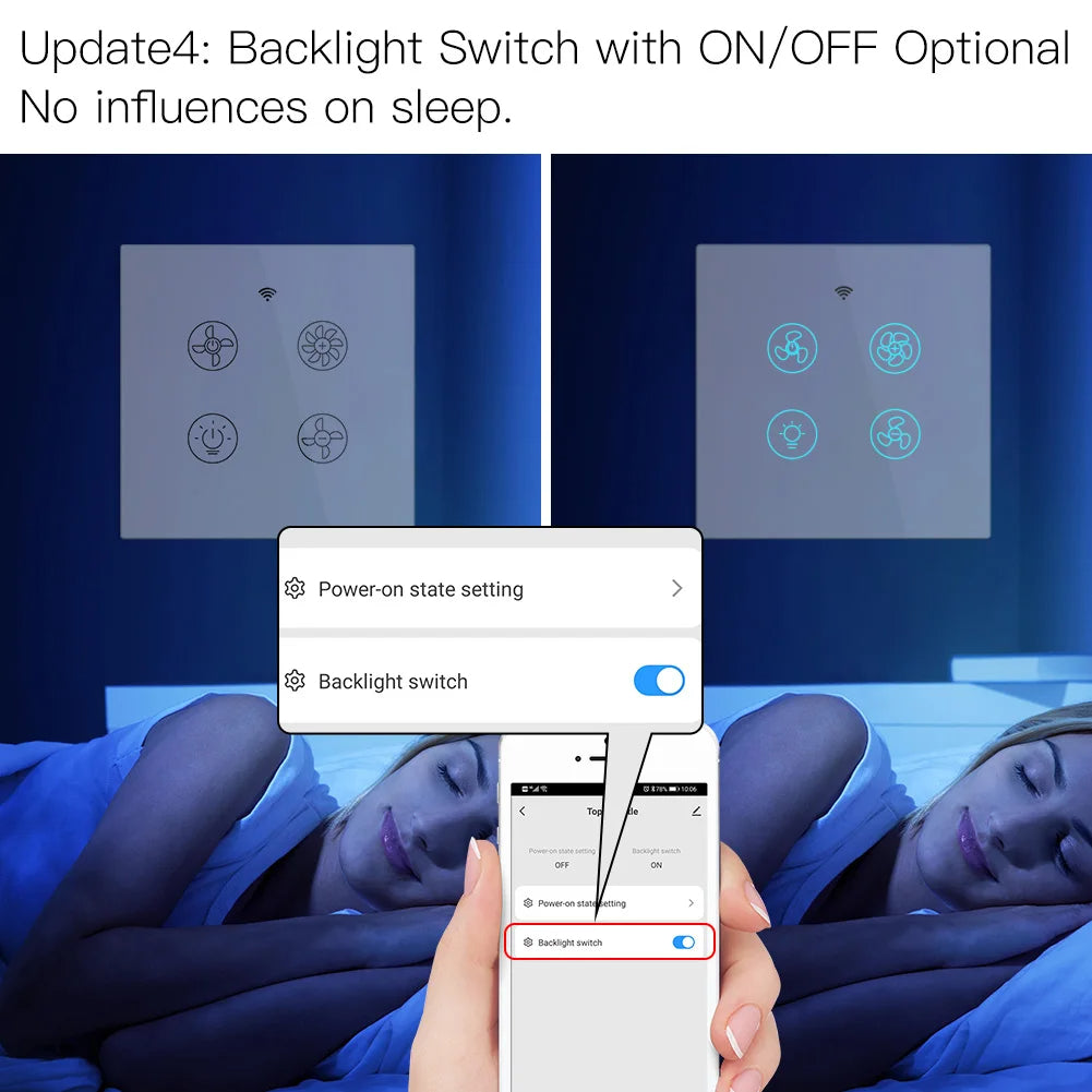 MOES Wi-Fi RF Smart Ceiling Fan Light Switch, 3-Speed Control, Smart Life/Tuya, Alexa & Google Compatible