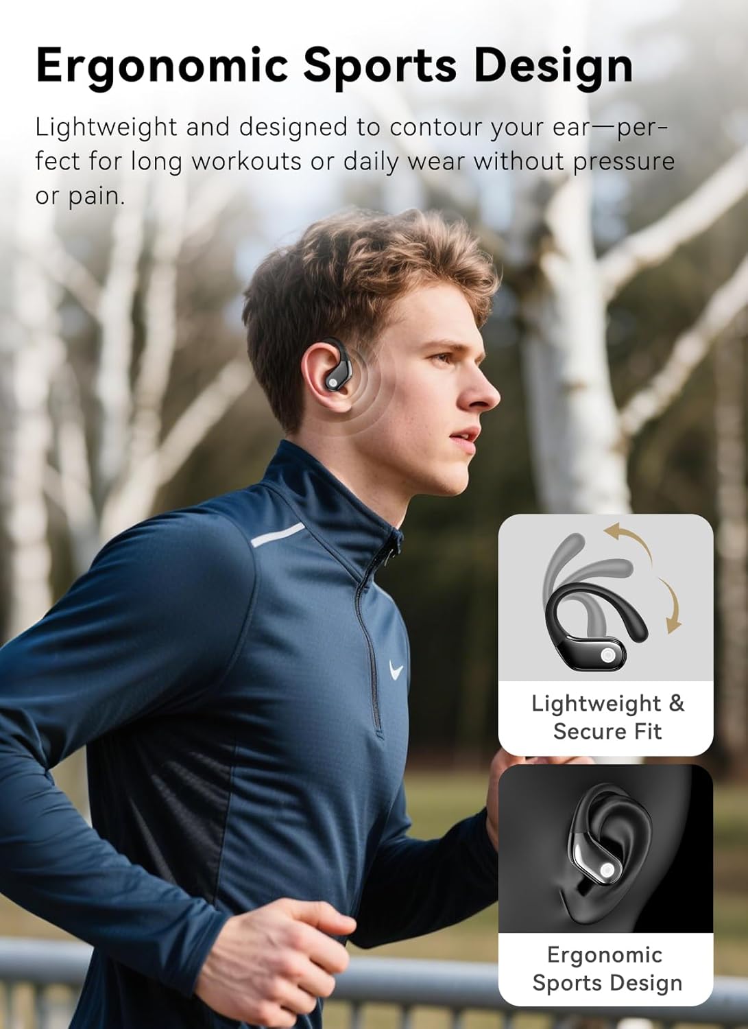 TP01 Wireless Sports Earbuds, 40H Playtime, ANC/ENC Noise Cancelling, IPX6 Waterproof, Touchscreen Case – Perfect for Running, Cycling & Gym