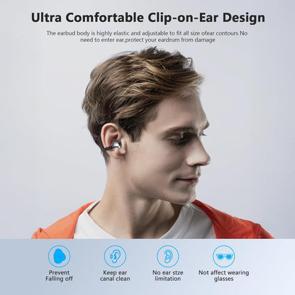 M100 Wireless Clip-On Sports Earbuds – 50H Playtime, Touchscreen, IPX7 Waterproof, Secure Fit for Running