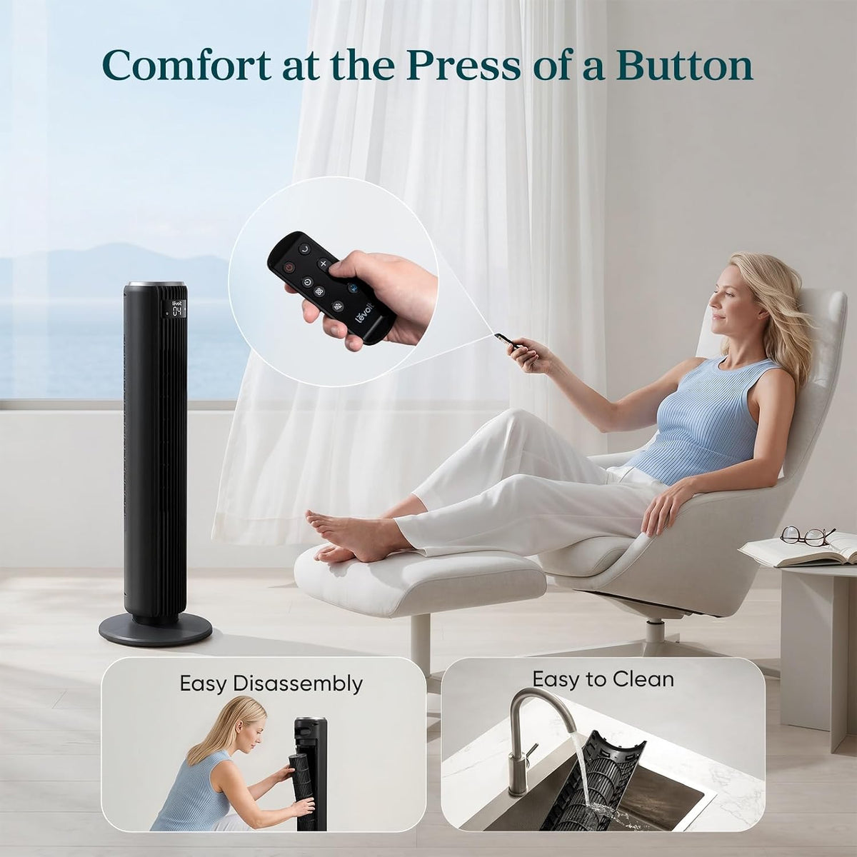 Levoit Tower Fan - Sleep Cooler Through the Night