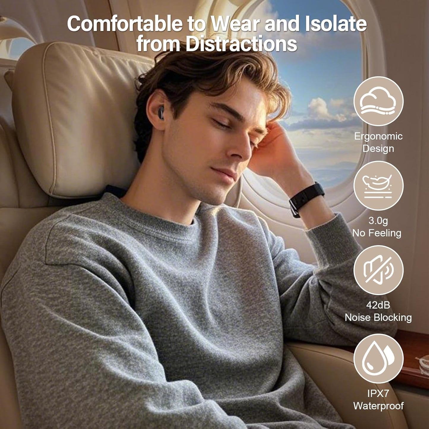 SU9 Wireless Sleep Earbuds – 48H Playtime, ENC Calls, IPX5 Waterproof, Touchscreen Case, 5 EQ Modes, Side-Sleeper Comfort