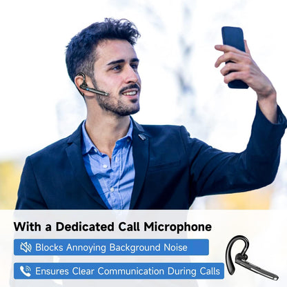 YYK-520 Mono Bluetooth Earbuds, 100H Playtime, Noise Cancelling, Hands-Free Comfort for Businessman, Taximan & Truckers