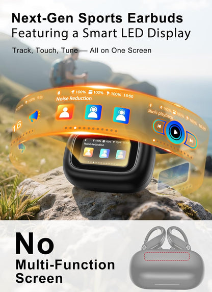 TP01 Wireless Sports Earbuds, 40H Playtime, ANC/ENC Noise Cancelling, IPX6 Waterproof, Touchscreen Case – Perfect for Running, Cycling & Gym