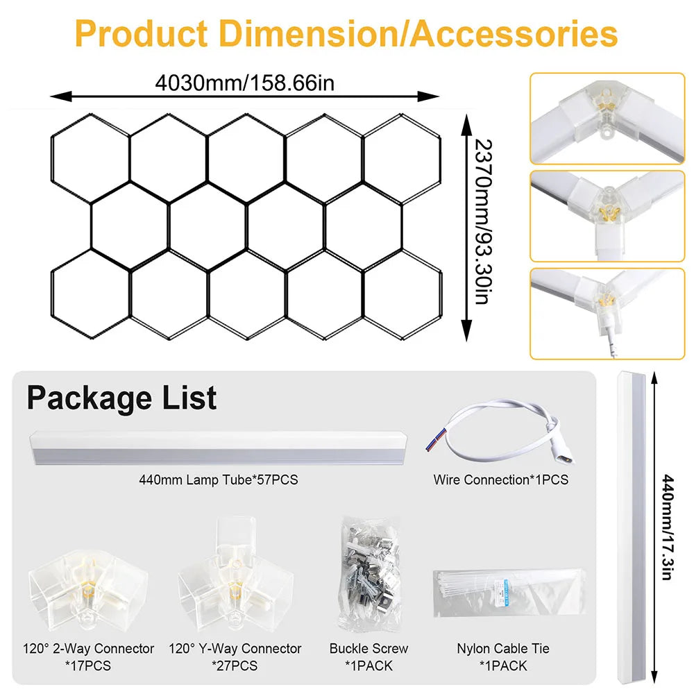 Hexagon LED Garage Ceiling Light – Bright Workshop Lighting