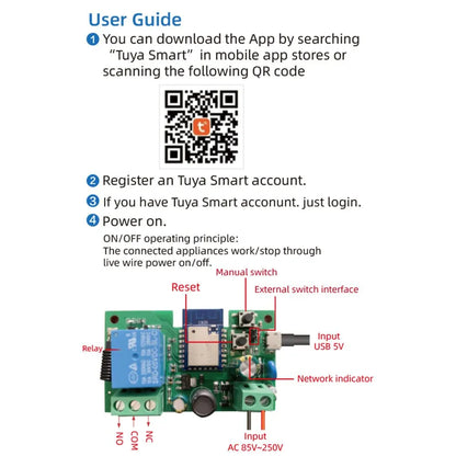 1CH Smart Wi-Fi Dry Contact Relay Remote Control Switch for Garage Doors, Gates & Smart Home