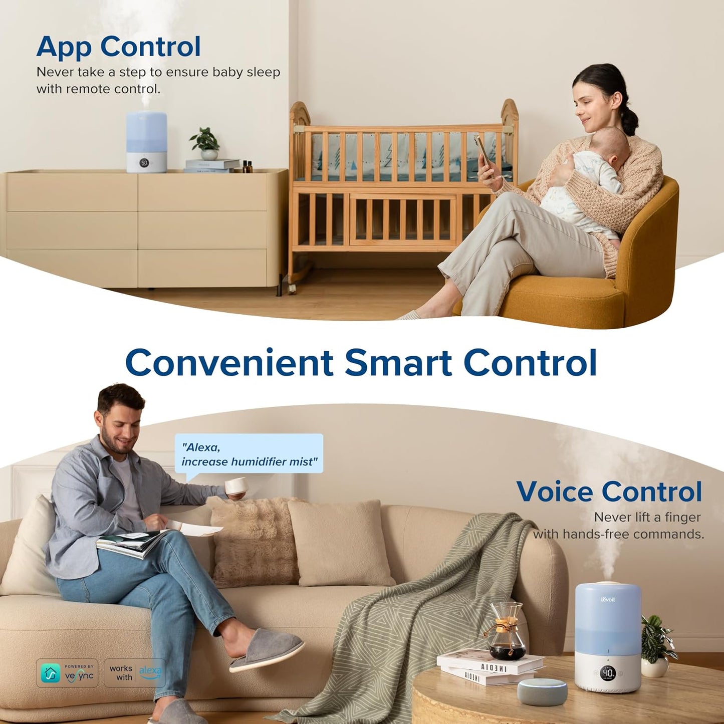 LEVOIT Smart Humidifier - Quiet for Bedrooms and Nurseries