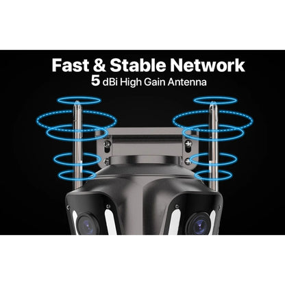 12MP HD Outdoor PTZ Wi-Fi Security Camera, Triple Lens, Auto Tracking, Night Vision, iCSee App