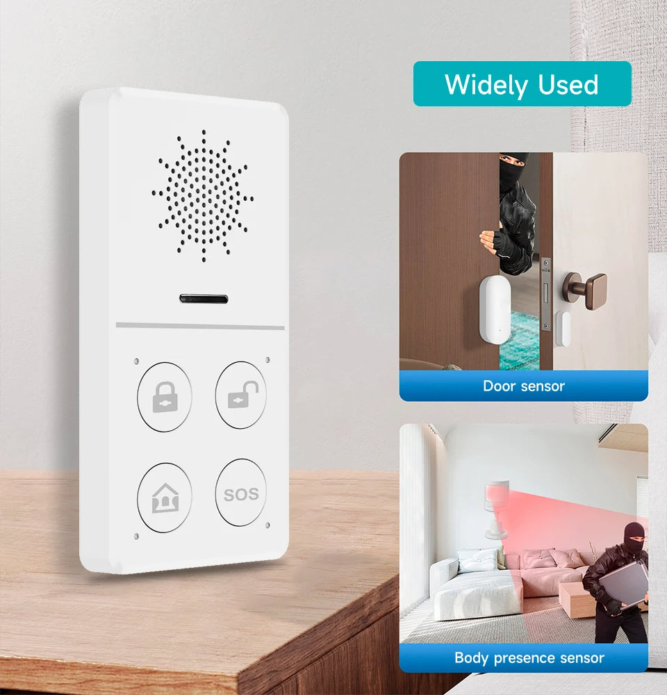 Wi-Fi Smart Burglar Security Alarm System, 130dB Loud Siren, App & Voice Control for Tuya, Smart Life, Alexa & Google Home