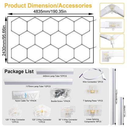 Hexagon LED Garage Ceiling Light – Bright Workshop Lighting