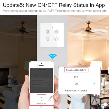 MOES Wi-Fi RF Smart Ceiling Fan Light Switch, 3-Speed Control, Smart Life/Tuya, Alexa & Google Compatible