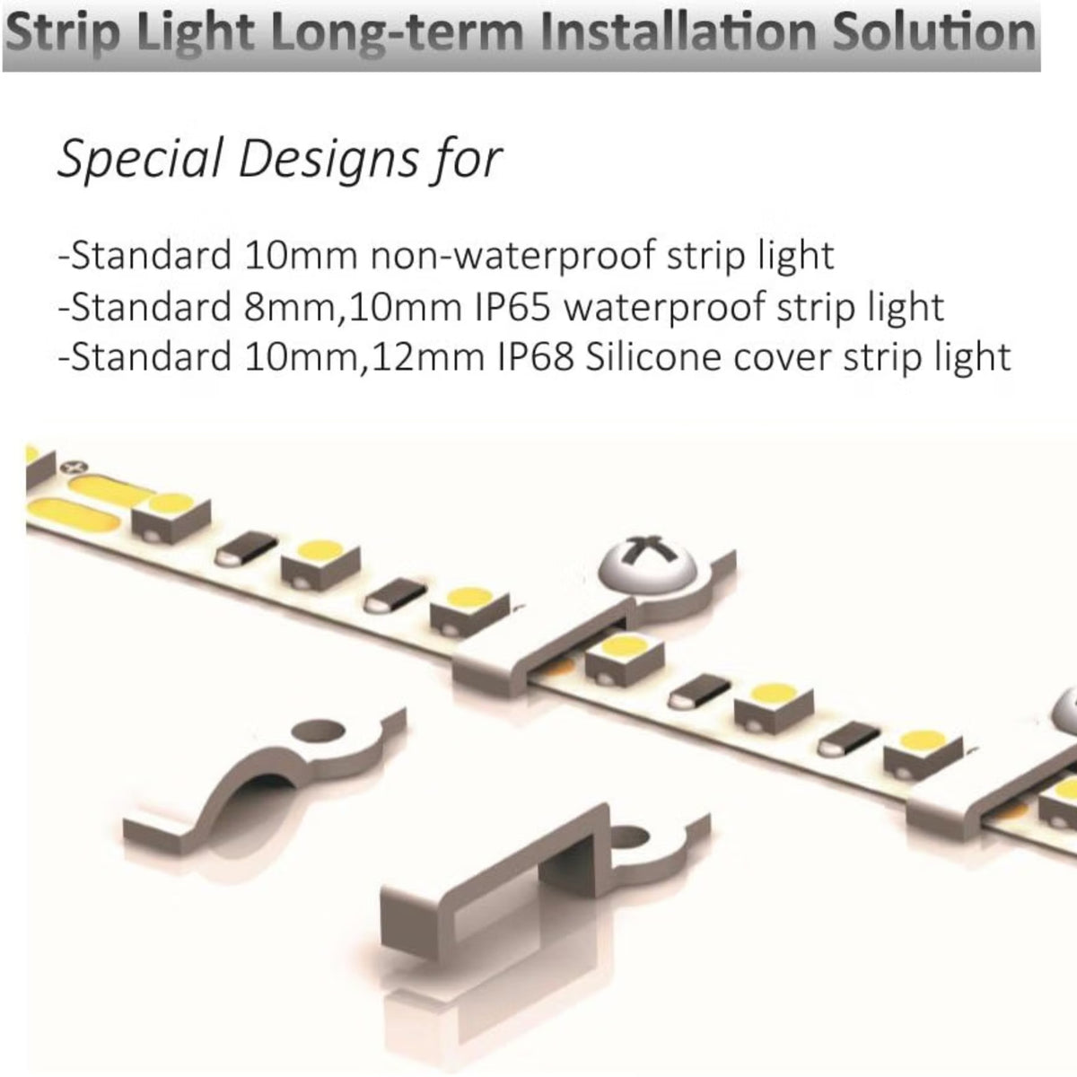 12mm LED Strip Mounting Clips - Keep Your Lights Secure