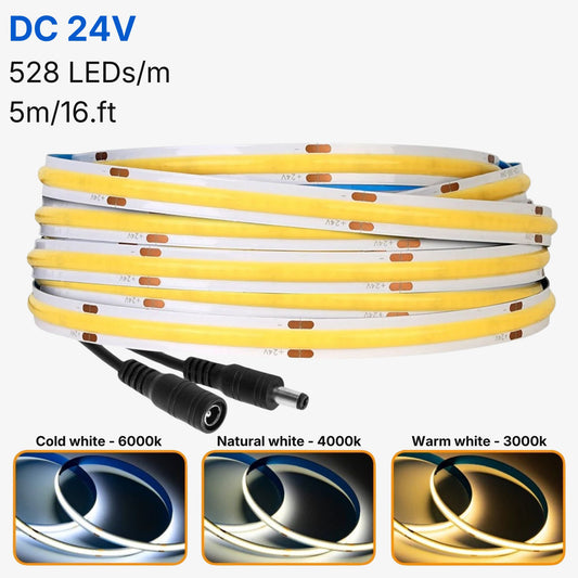 FCOB LED Strip Light – Smooth Dot-Free Lighting for Cabinets, Ceilings and Shelves