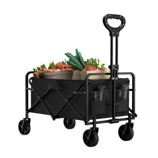 Heavy Duty Foldable Garden Handcart with 4 Wheels, Compact & Easy Storage