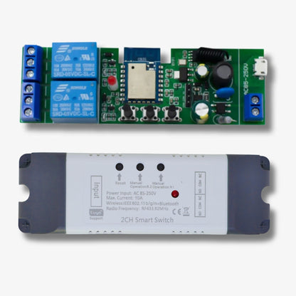 2CH Wi-Fi/RF Smart Dry Contact Relay – Control Two Gates and Systems Remotely