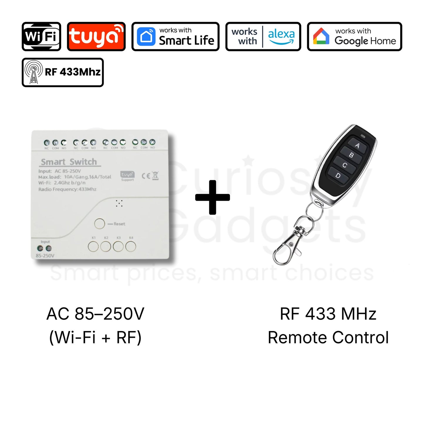 4CH Wi-Fi/RF Smart Dry Contact Relay – Control Multiple Gates And Systems Remotely