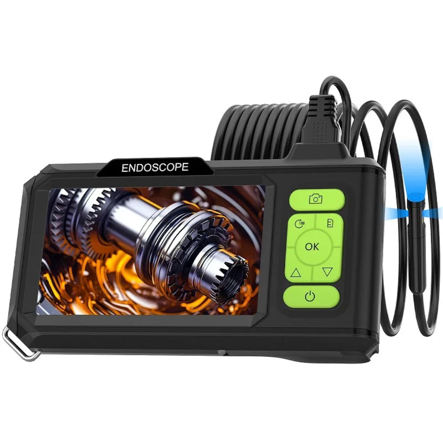 4.3" IPS Dual Lens Endoscope Borescope, 8MM Inspection Camera, HD 1080P, 5M Waterproof Cable, LED Lights, SD Card Recording