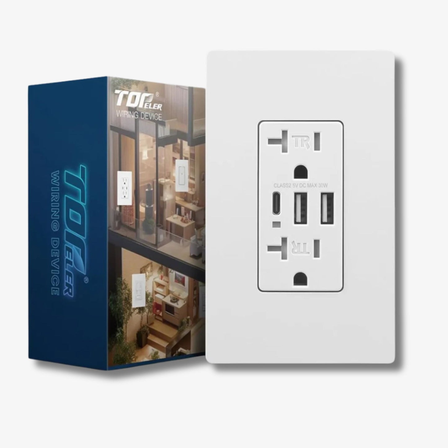 TOPELER Wall Outlet – 3 USB Ports and 20A Fast Charging