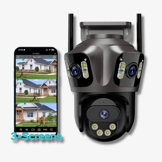 12MP HD Outdoor PTZ Wi-Fi Security Camera, Triple Lens, Auto Tracking, Night Vision, iCSee App