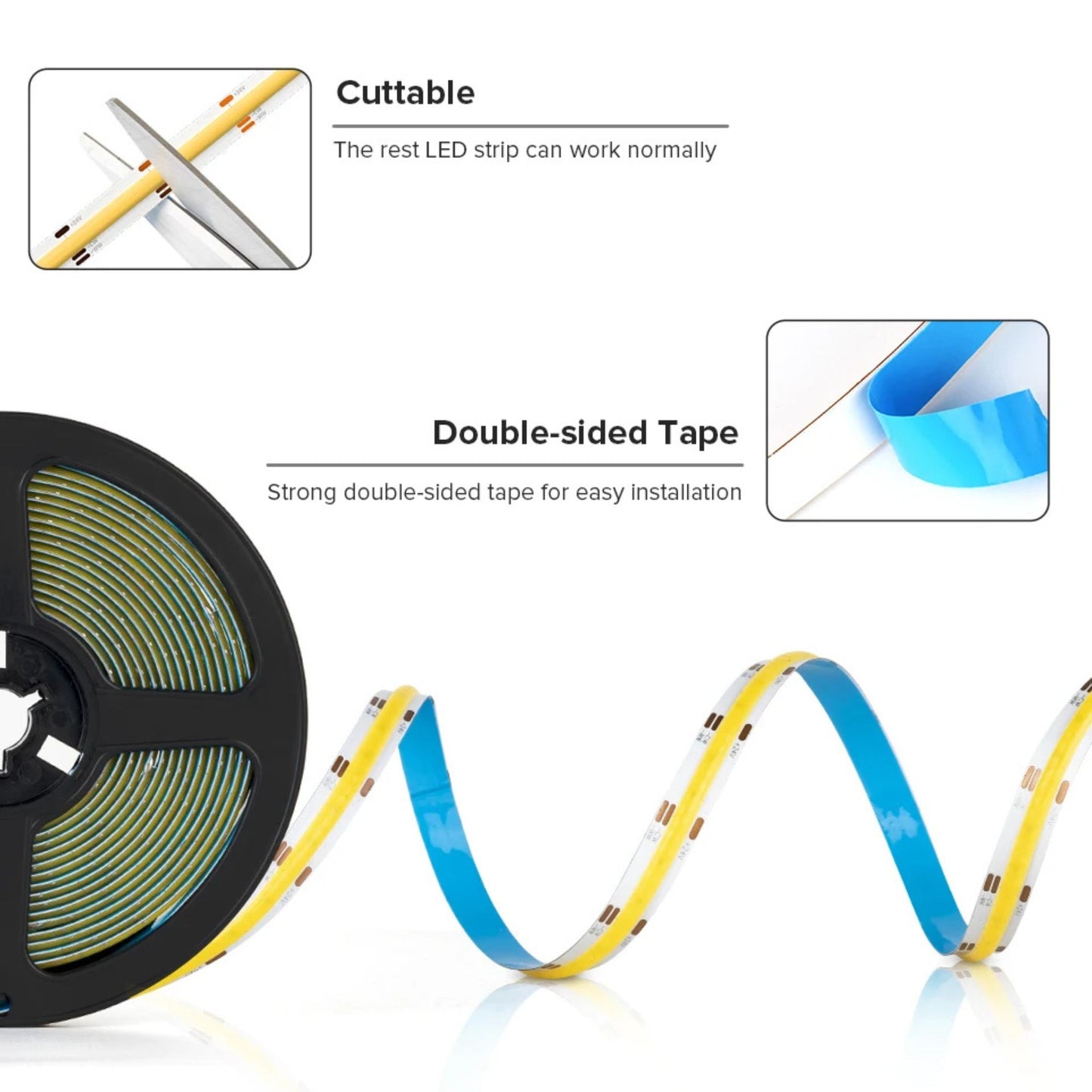 CCT FCOB LED Strip Lights – Adjust Warm to Cool White Anytime