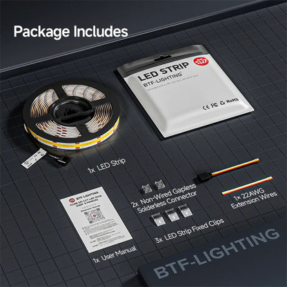 CCT FCOB LED Strip Lights – Adjust Warm to Cool White Anytime