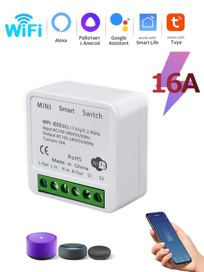 Wi-Fi Smart Light Mini Switch Module – 2-Way Control, App & Voice Operated